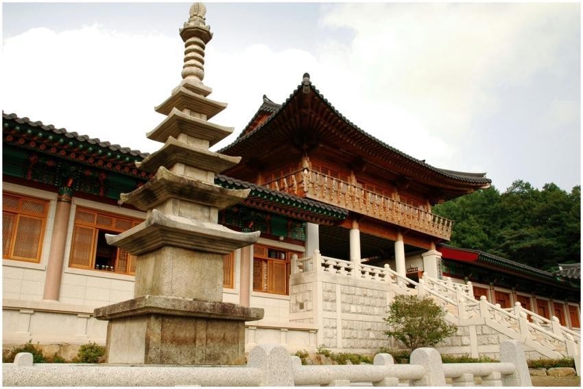 Serene view of a traditional Korean temple with a