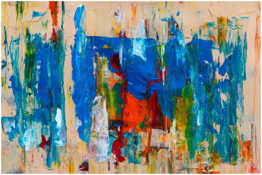 Dynamic abstract painting with vibrant colors and