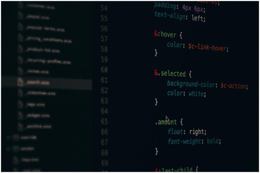 Close-up of colorful CSS code lines on a computer