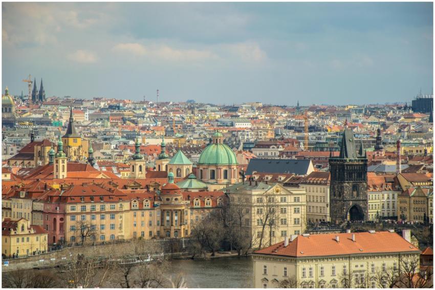 A beautiful aerial view of Prague's historic citys