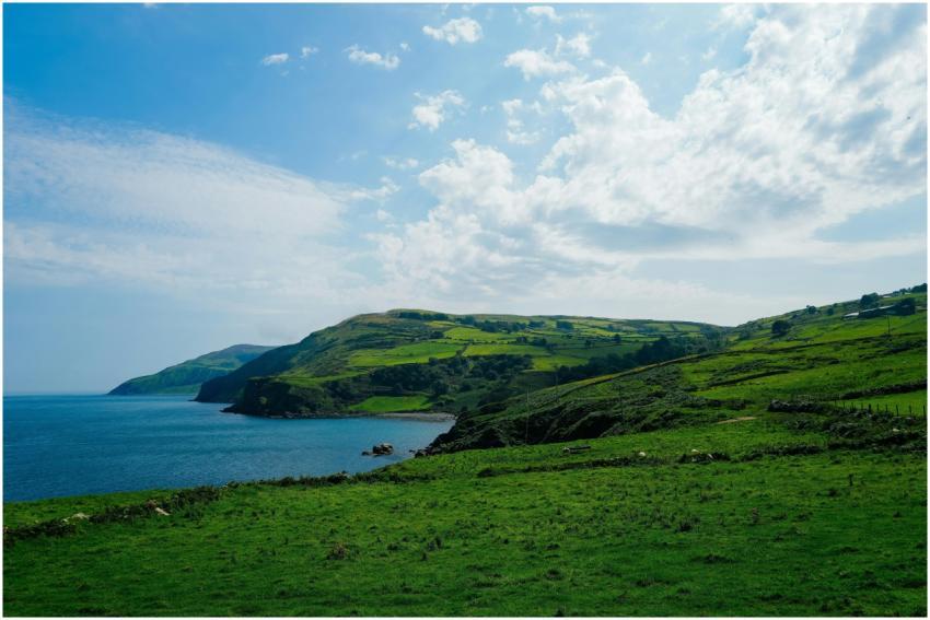 Breathtaking view of lush green cliffs overlooking