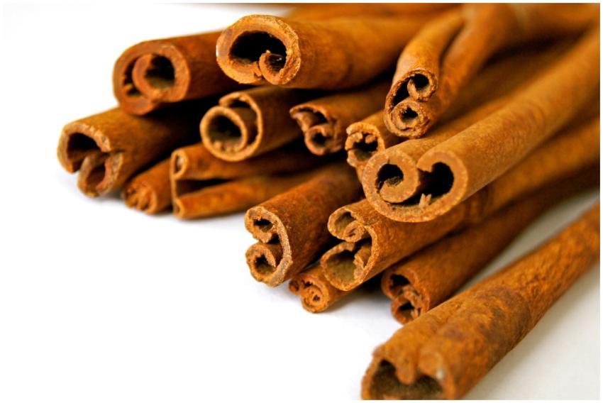 Aromatic cinnamon sticks displayed in a close-up v