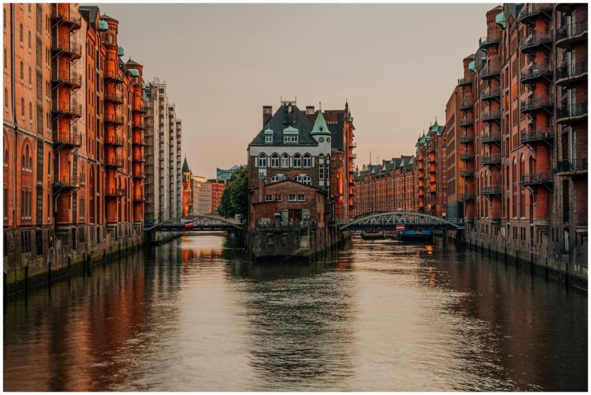 Captivating sunset over the historic Speicherstadt
