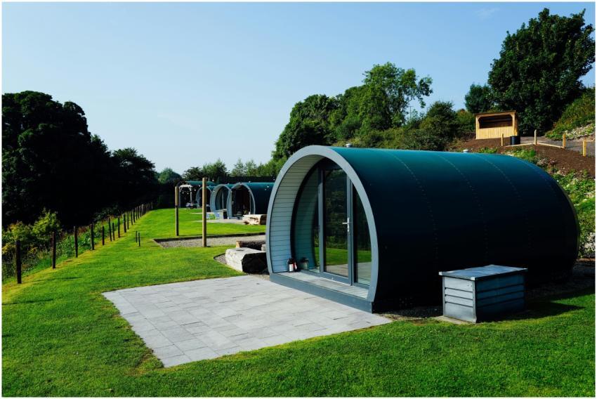 Contemporary glamping pods set in scenic countrysi