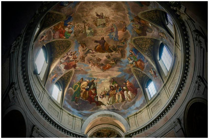 Captivating frescoe artwork on a dome interior in