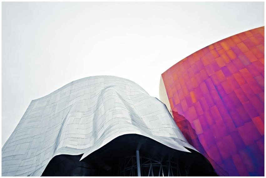 A contemporary architectural marvel with flowing f