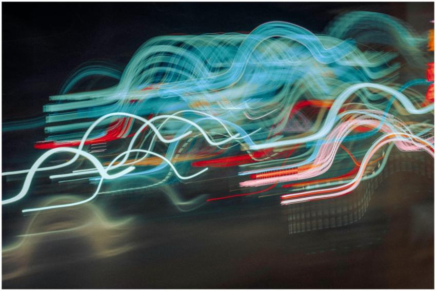 Vibrant abstract photo of dynamic neon light trail