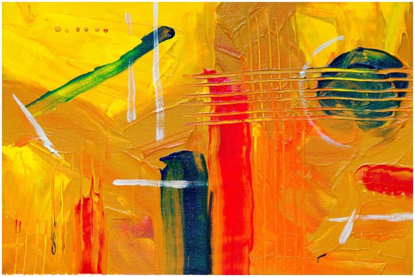 Colorful abstract painting with vibrant acrylic te