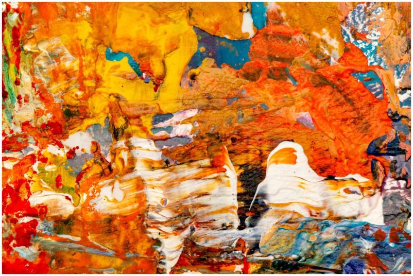 A colorful and dynamic abstract acrylic painting w