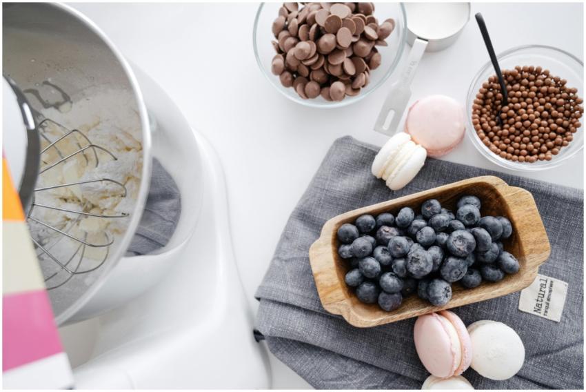 From above composition planetary mixer macaroons w