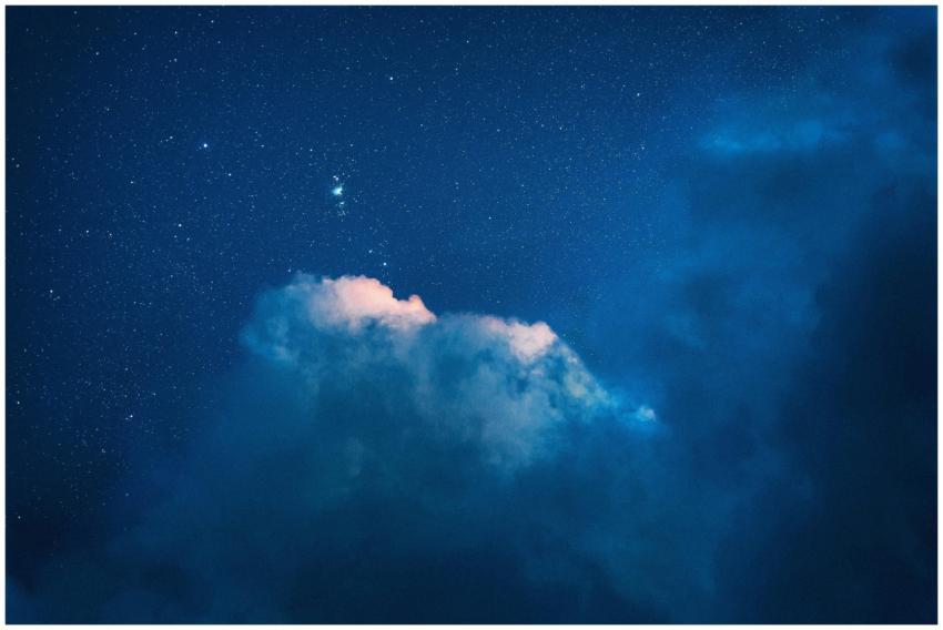 A serene night sky filled with stars and dramatic