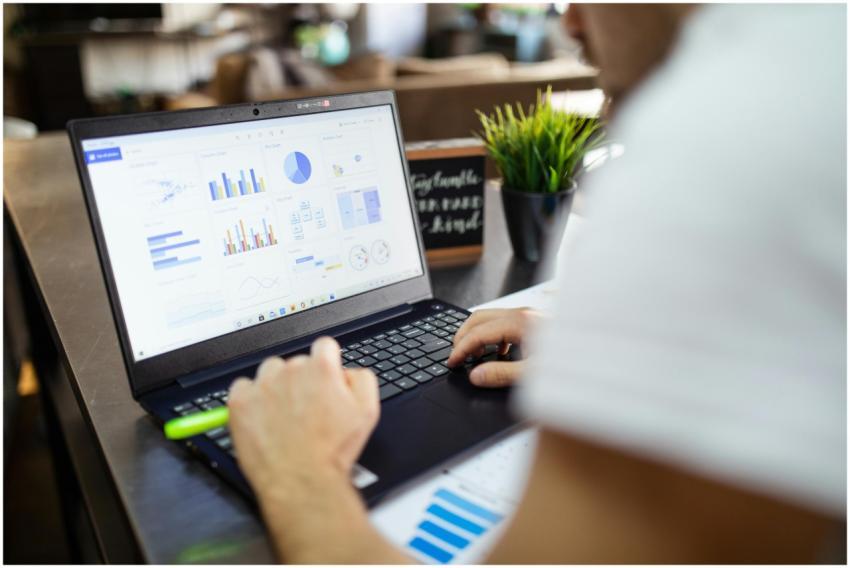 Focused business analysis with charts and graphs o