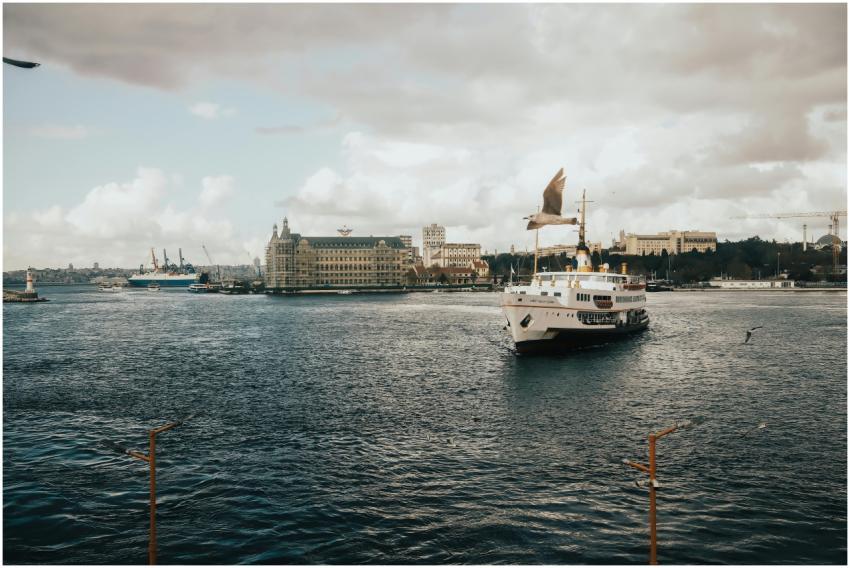 Scenic view of a ferry on the Bosphorus, Istanbul,
