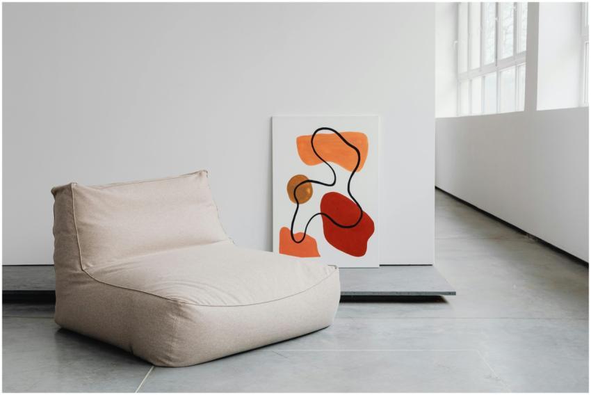 A contemporary interior featuring abstract artwork