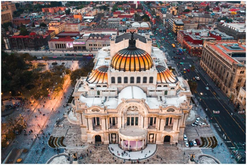 Stunning aerial shot of Palacio de Bellas Artes in