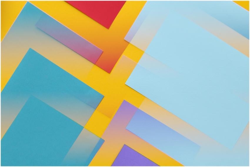 Colorful abstract geometric composition with paste