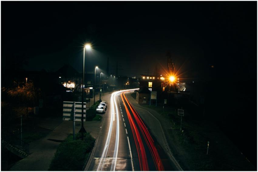 Captivating long exposure photo of urban street wi