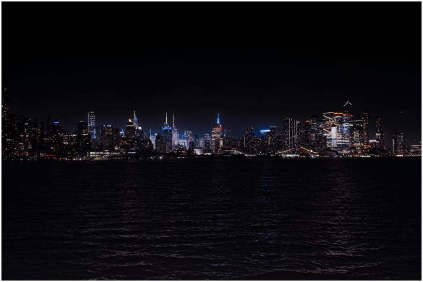 Breathtaking night view of the illuminated New Yor