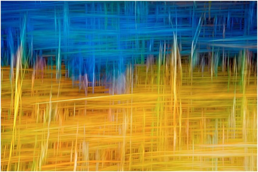 Dynamic abstract artwork featuring vibrant blues a