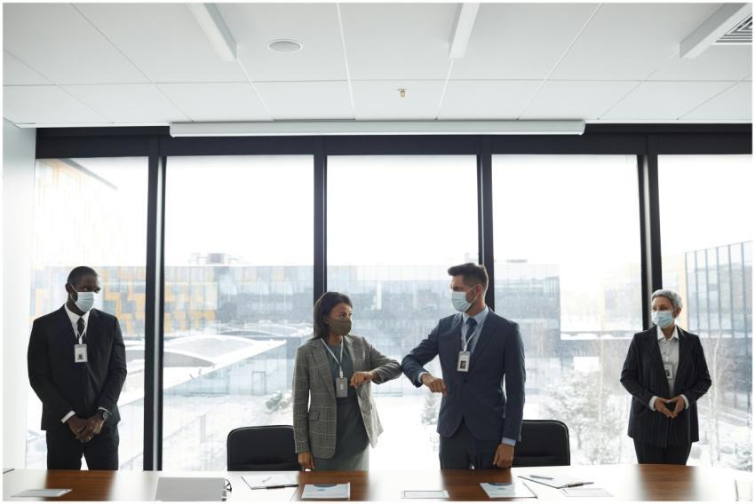 Professionals meeting in an office with safety pro
