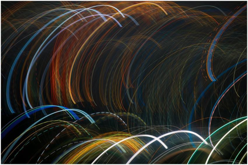 Colorful abstract light trails captured in motion