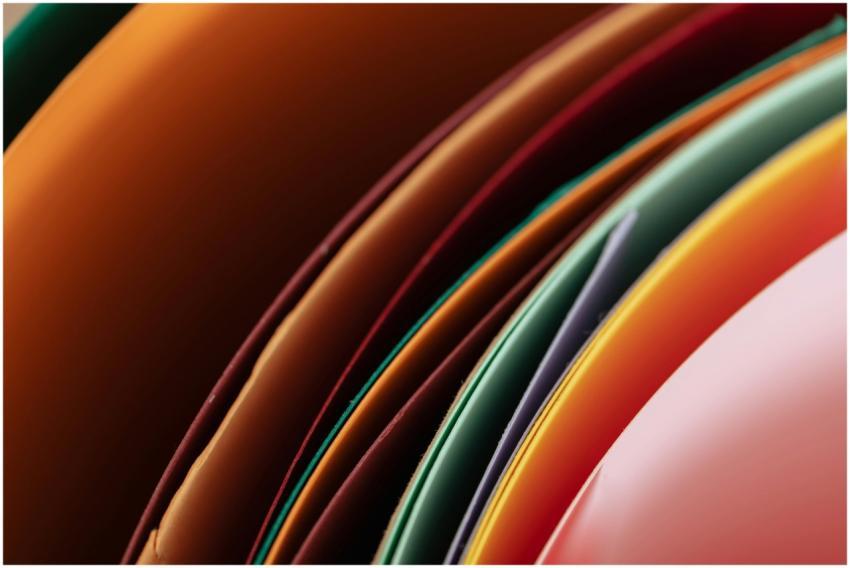 Closeup abstract set of colored paper surrounded t