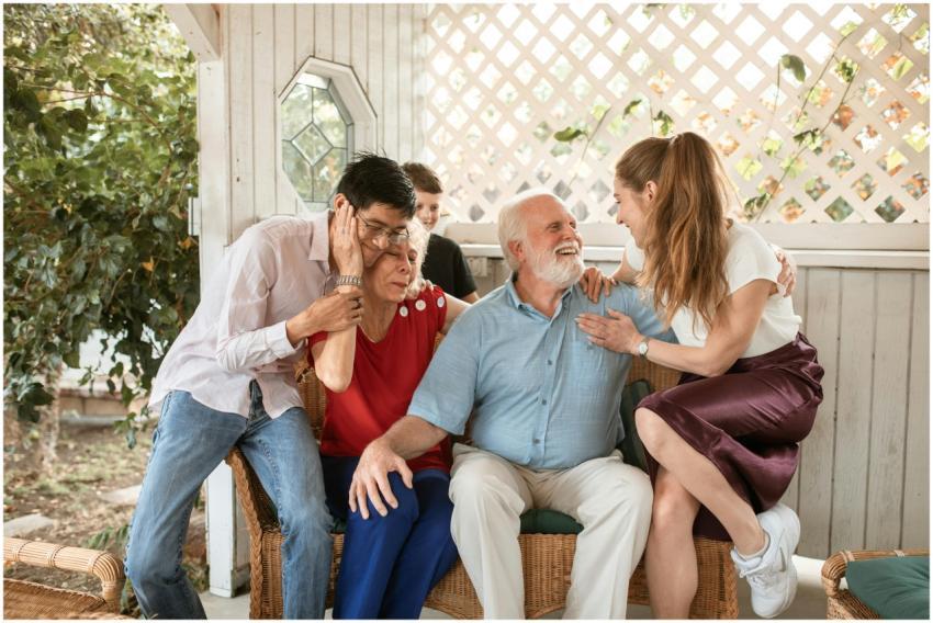 Cheerful family spending quality time together out