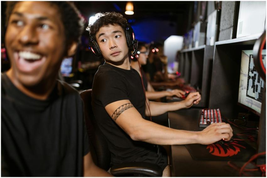 Young gamers engaged in a multiplayer session at a