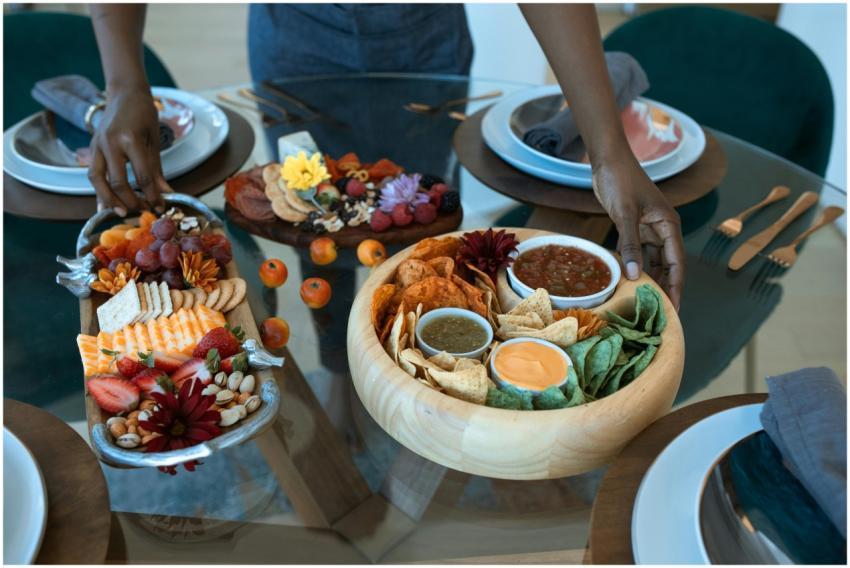 A delectable charcuterie and snack platter being a