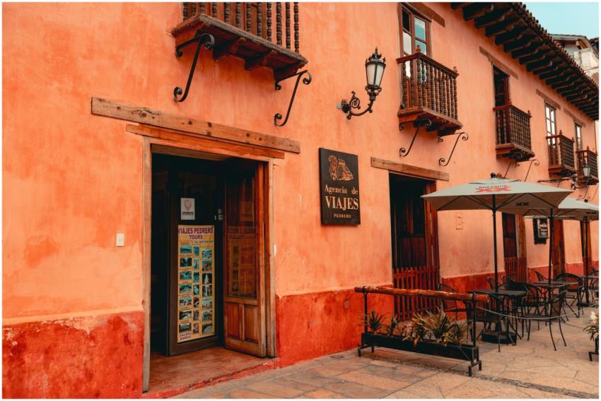 Colonial architecture with wooden balconies in San