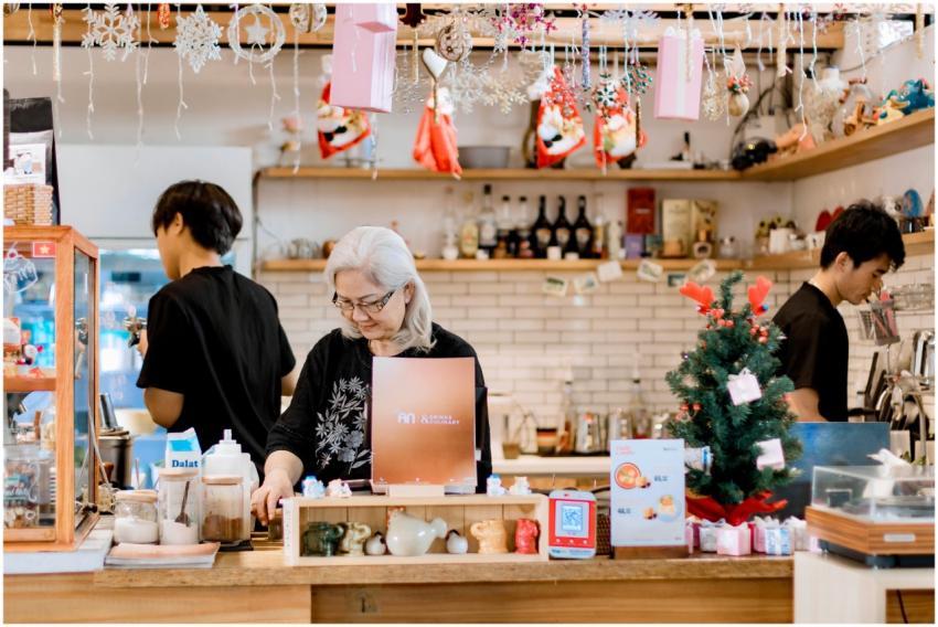 Festive Cafe Interior Staff