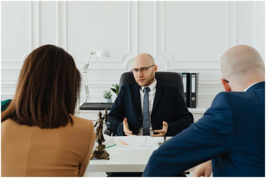 A professional business meeting with a lawyer and