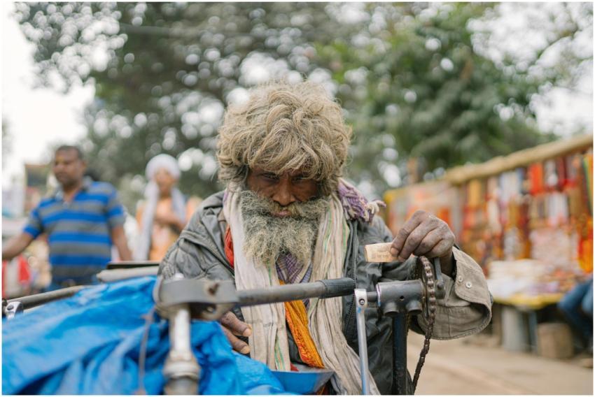 Candid portrait of an elderly man on the streets o