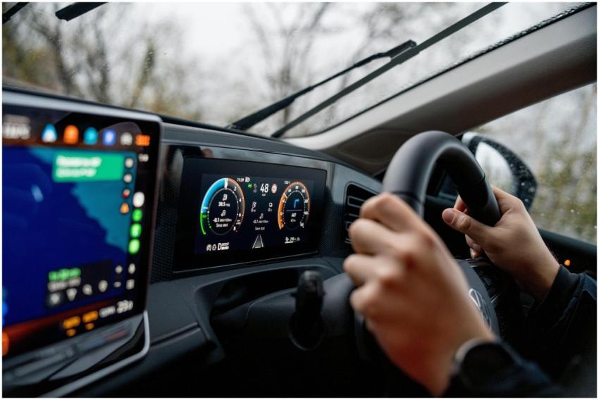 Driver Navigating Car Interior