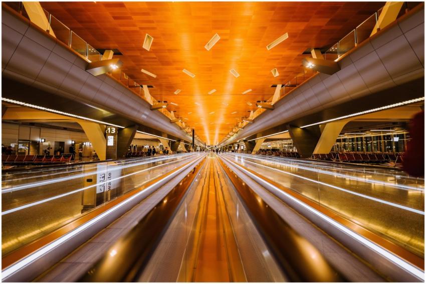 Dramatic long exposure of a modern airport termina
