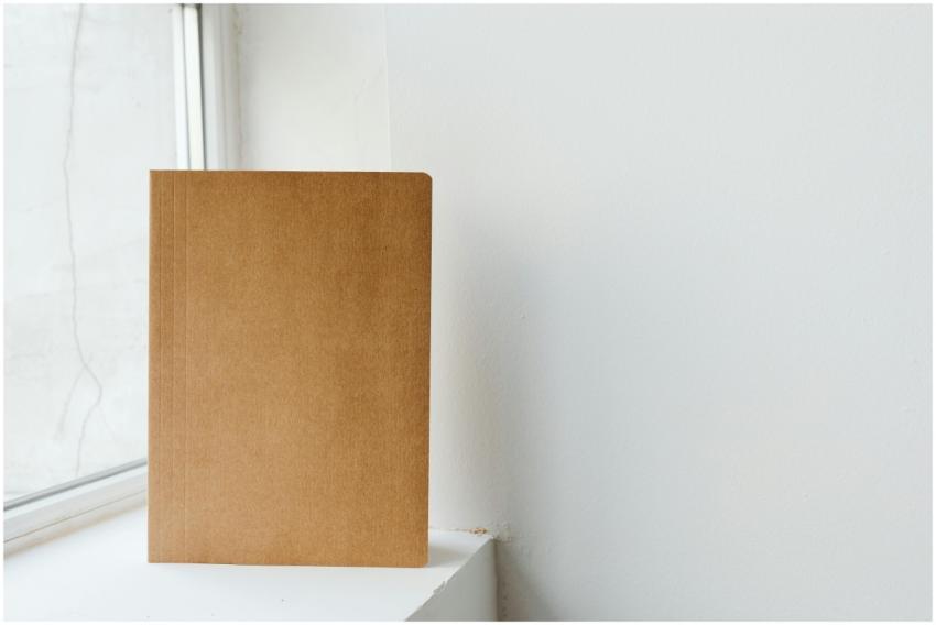 Minimalist photo of a brown notebook placed agains