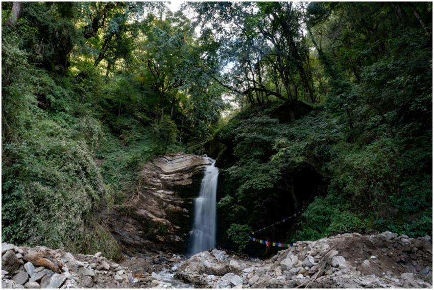Serene Waterfall Lush Bhutanese