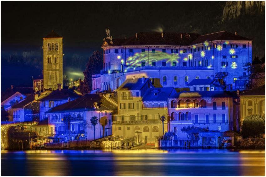 Scenic nighttime view of illuminated historic buil