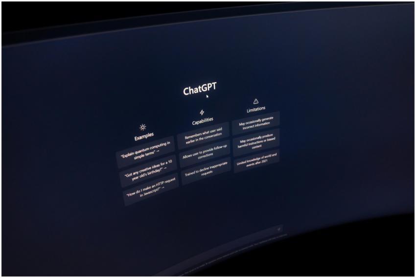 Close-up of a computer screen displaying ChatGPT i