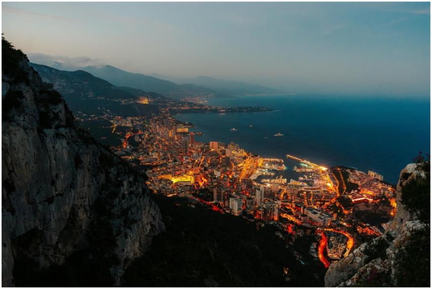 Stunning aerial perspective of Monaco's illuminate