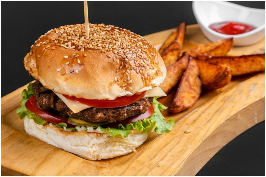 Mouthwatering gourmet burger with fresh ingredient