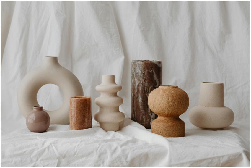 A curated assortment of unique ceramic vases in ne