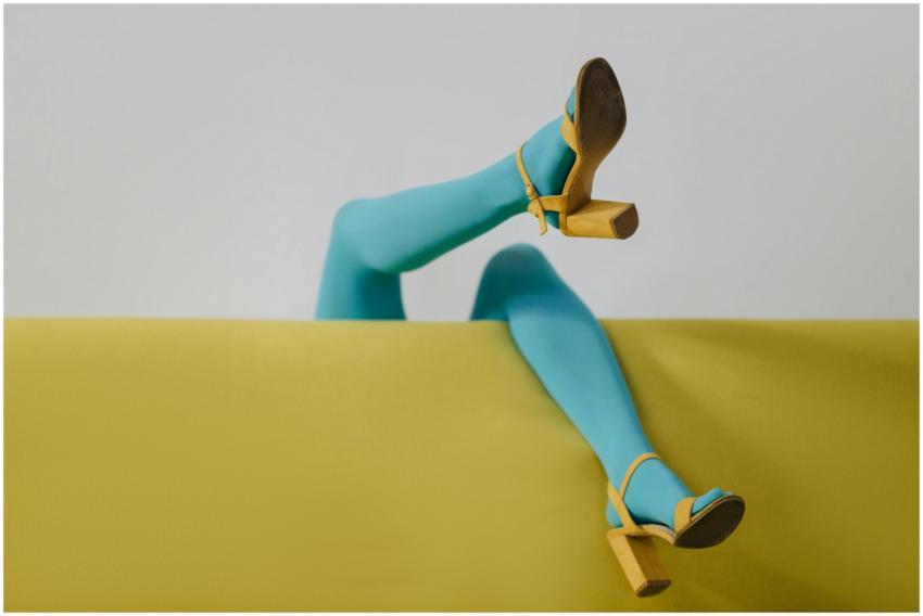 Stylized image featuring vibrant blue tights and y