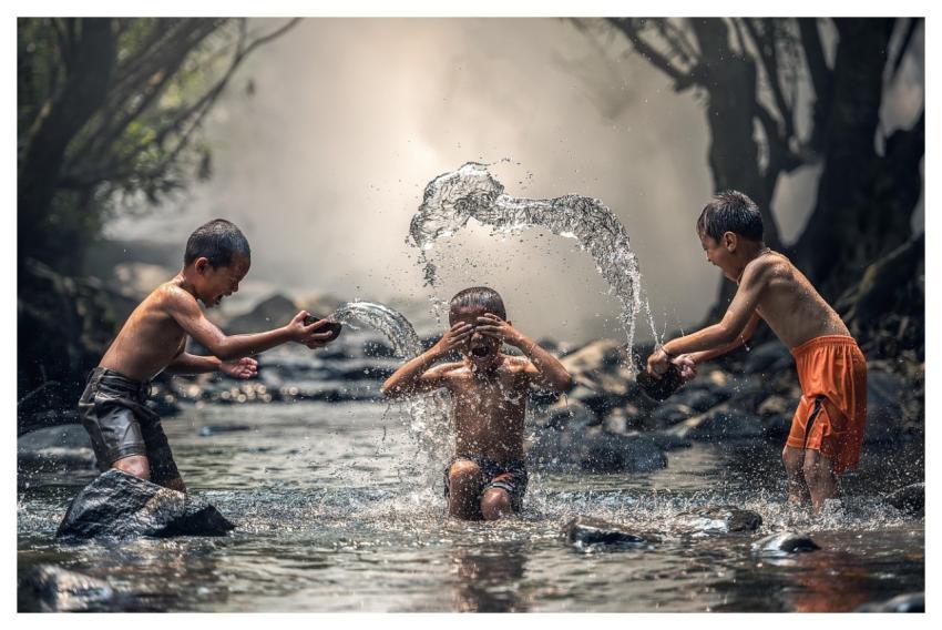 Children River Bathing Bathe