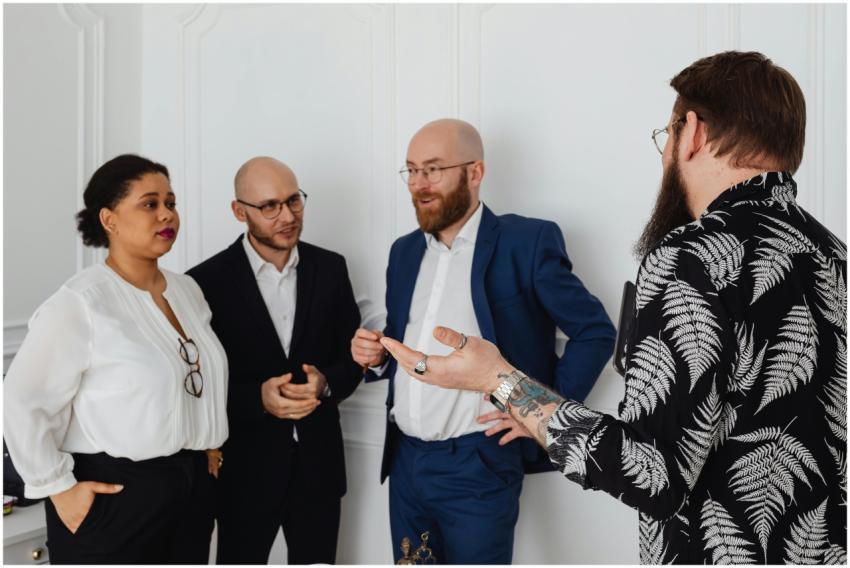 A diverse business team having an engaging convers