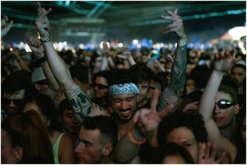 A vibrant crowd enjoying a live music concert at n