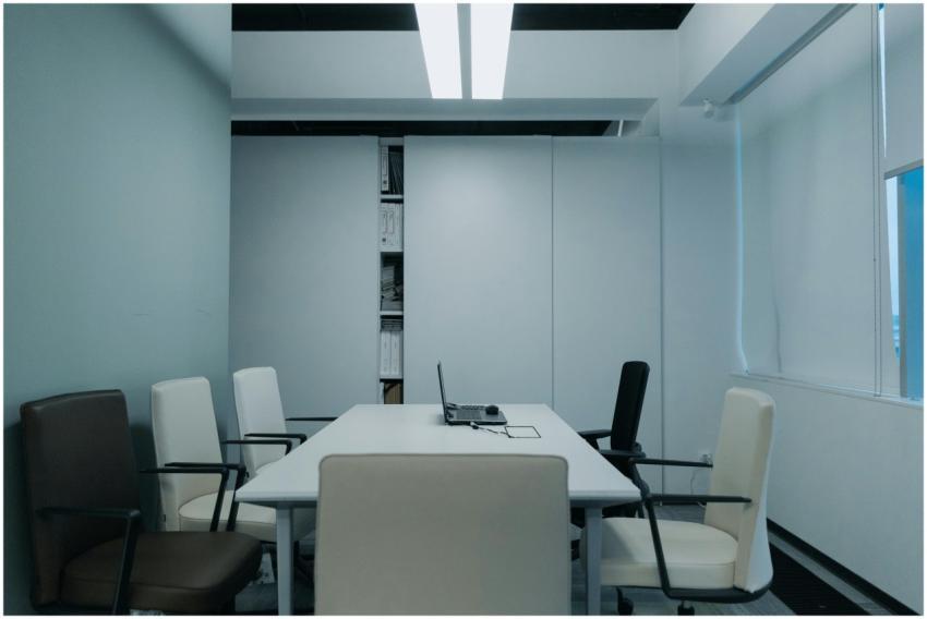 Modern conference room with minimalist design and