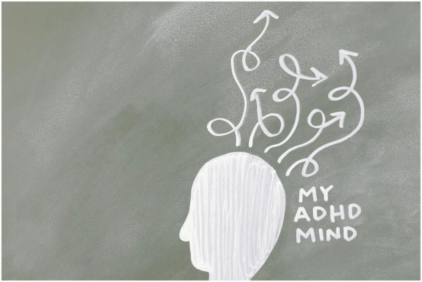 Creative depiction of the ADHD mind with chalk arr