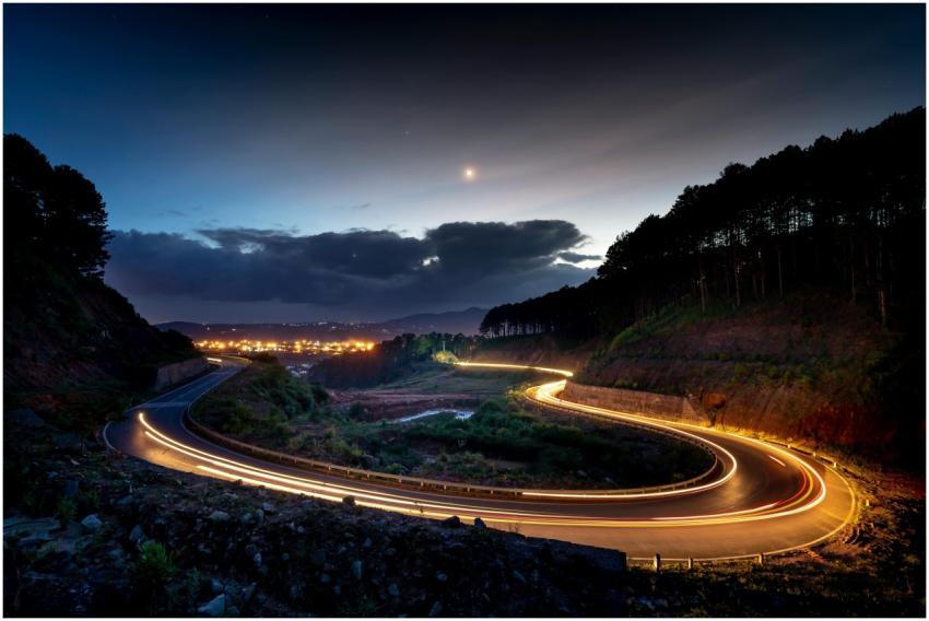 Stunning long exposure shot capturing light trails