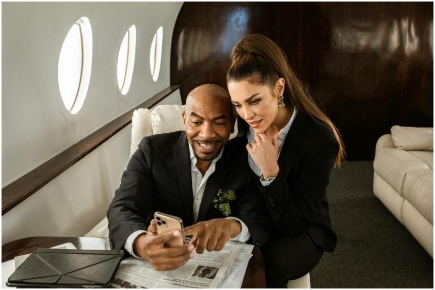 Interracial business professionals sharing a momen